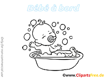 Bain clipart à colorier – Bébé à bord images