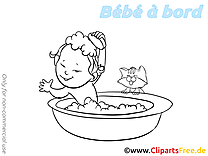 Bain illustration à imprimer – Bébé à bord clipart