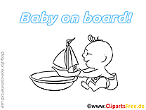 Bateau images à colorier – Bébé à bord clipart