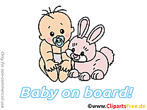 Bébé à bord illustration lapin gratuite