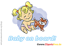 Chat dessin – Bébé à bord à télécharger