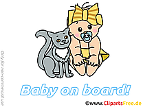 Chat dessin à télécharger – Bébé à bord images