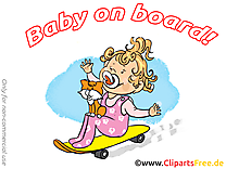 Chat plache à roulettes image – Bébé à bord illustration