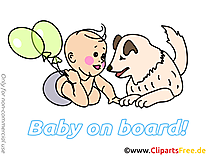 Chien clip arts gratuits – Bébé à bord illustrations