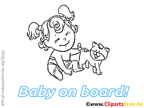 Coloriage images chat – Bébé à bord clipart