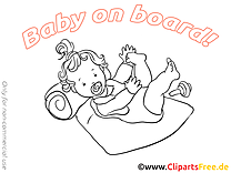 Coloriage images enfant – Bébé à bord clipart