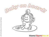 Écouteurs image à colorier – Bébé à bord clipart