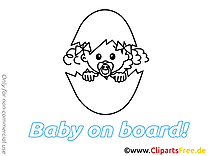 Oeuf illustration à imprimer – Bébé à bord clipart