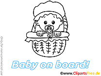 Panier dessin à imprimer – Bébé à bord à télécharger
