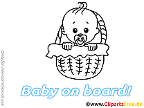Panier dessins à imprimer – Bébé à bord clipart