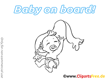 Serviette illustration à imprimer – Bébé à bord clipart