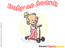 Trottinette dessins gratuits – Bébé à bord clipart