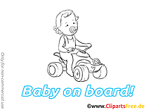 Voiture clip art à colorier – Bébé à bord images