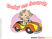 Voiture dessin – Bébé à bord clip arts gratuits