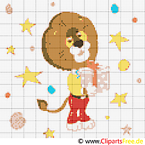 Lion broderie illustration à télécharger gratuite