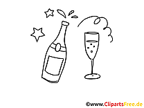 Champagne clipart à colorier  - Anniversaire images