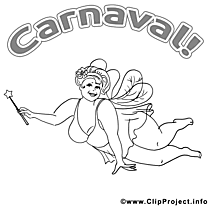 Fée clip art à colorier – Carnaval dessin