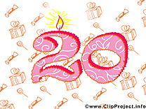 20 ans anniversaire illustration à télécharger gratuite