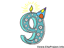 9 ans clipart – Anniversaire dessins gratuits