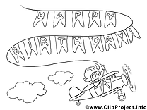 Avion clip art à colorier – Anniversaire images