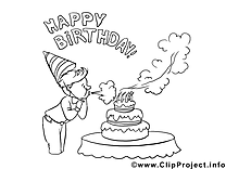 Coloriage fête clip art – Anniversaire image gratuite