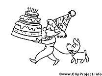 Illustration gratuite à colorier gâteau – Anniversaire clipart