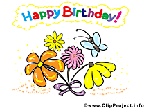 Papillon fleurs images – Anniversaire clip art gratuit