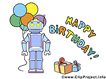 Robot clip art – Anniversaire image gratuite