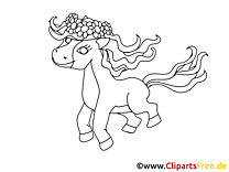 Coloriage clip arts poney – Cheval illustrations
