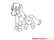 Coloriage poney dessin – Cheval à télécharger