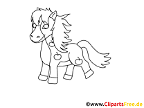 Coloriage poney image à télécharger – Cheval clipart