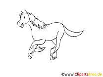 Illustration gratuite à colorier cheval clipart