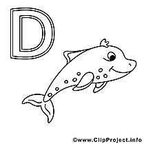 Delphin image – Alphabet allemand images à colorier