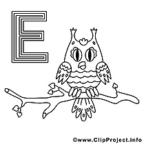 Eule clip art gratuit – Alphabet allemand à colorier