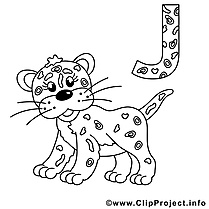 Jaguar clipart – Alphabet allemand dessins à colorier