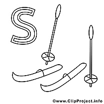 Ski image à télécharger – Alphabet allemand à colorier