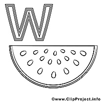 Wassermelone clip art – Alphabet allemand image à colorier