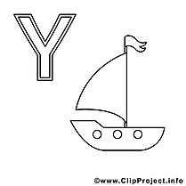Yacht images gratuites – Alphabet allemand à colorier