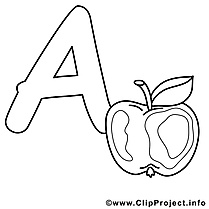 Apple clip art – Alphabet anglais image à colorier