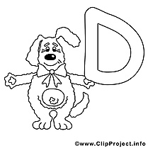 Dog dessin – Alphabet anglais gratuits à imprimer