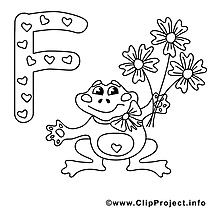 Frog illustration – Alphabet anglais à colorier