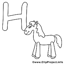 Horse dessin gratuit – Alphabet anglais à colorier