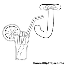 Juice clipart gratuit – Alphabet anglais à colorier