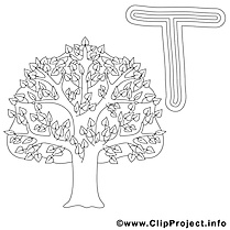 Tree image – Alphabet anglais images à colorier