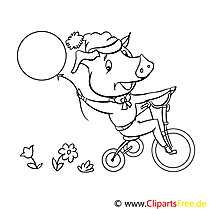 Cochon clip art gratuit – Animal à colorier