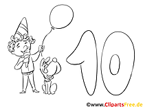 10 ans clipart gratuit – Anniversaire à colorier