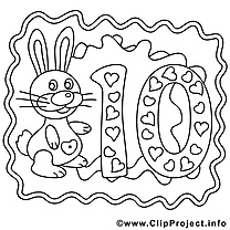 10 ans illustration – Coloriage anniversaire cliparts