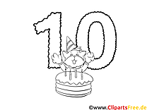 10 ans illustration – Coloriage anniversaire cliparts