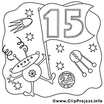 15 ans dessin – Anniversaire gratuits à imprimer