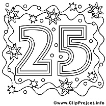 25 ans clip art gratuit – Anniversaire à colorier